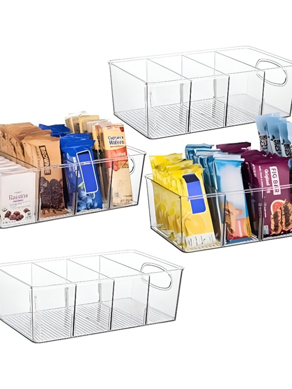 Plastic Pantry Bins with Removable Dividers - Kitchen Storage and Organization